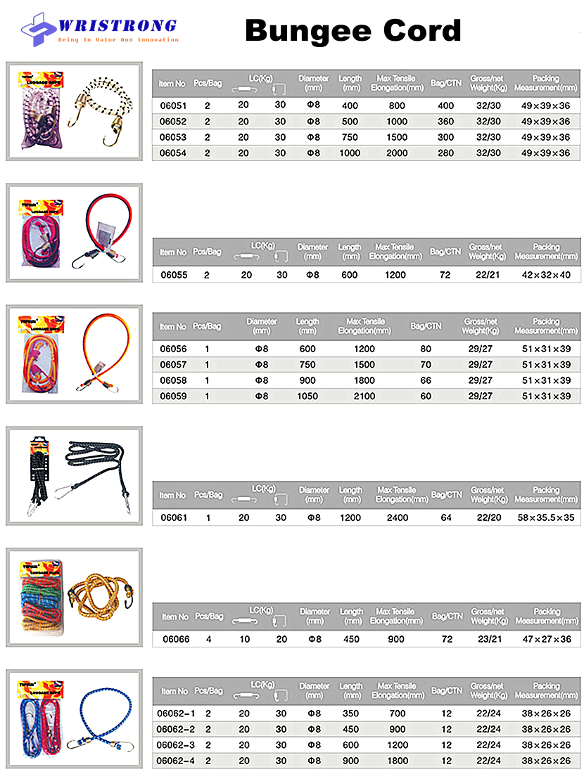 Bungee cord specifications deals