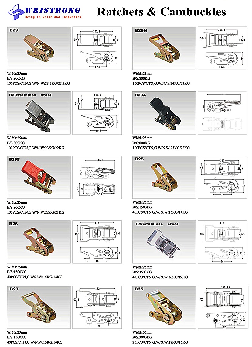 Wristrong-ratchets-cambuckle-for-lashing-straps