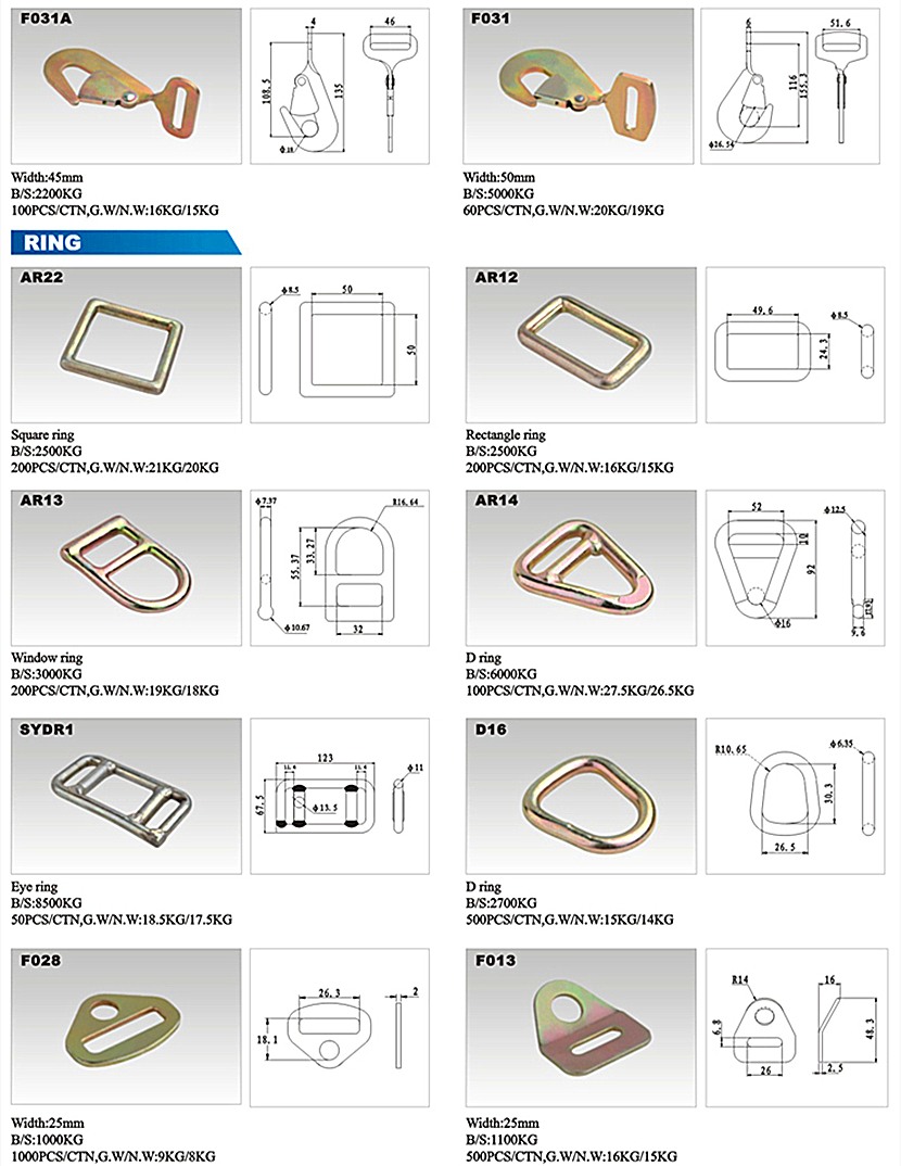 Ratchet-tie-down-strap-end-fittings-snap-hook